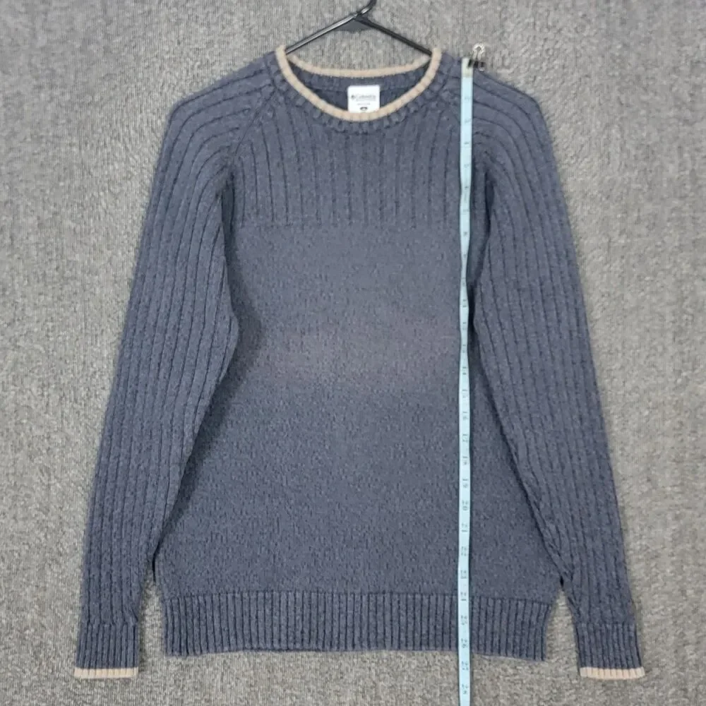Columbia Sportswear Sweater Mens Small Grayish Blue 100% Cotton Ribbed Preppy